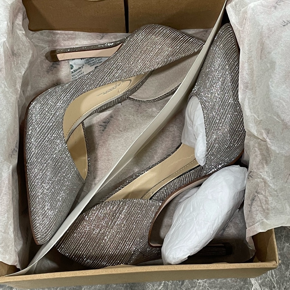 Jessica Simpson Prizma metallic silver Heels pumps “Cinderella” shoes Size 5.5 - Picture 2 of 11
